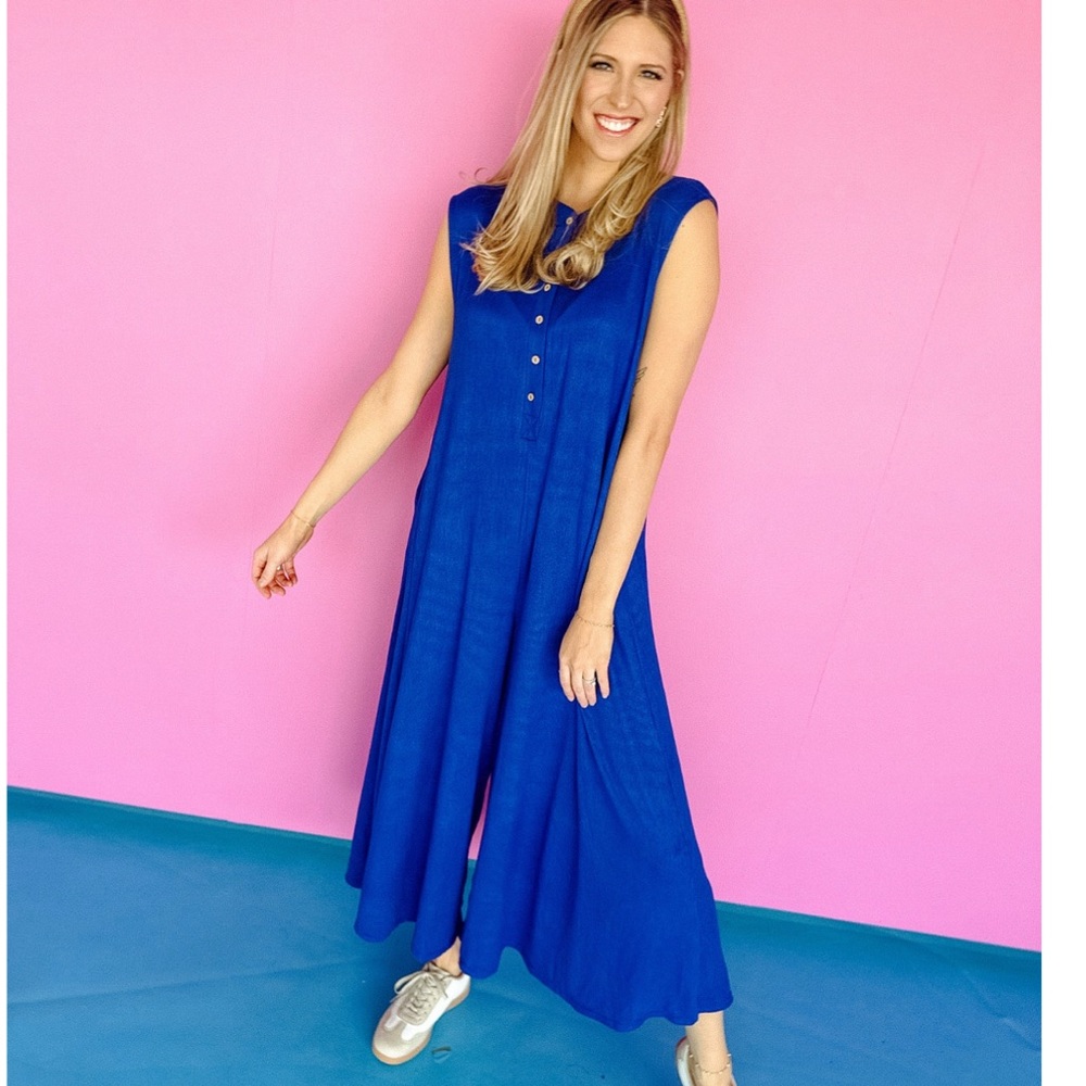 Elegant Blue Sleeveless Jumpsuit